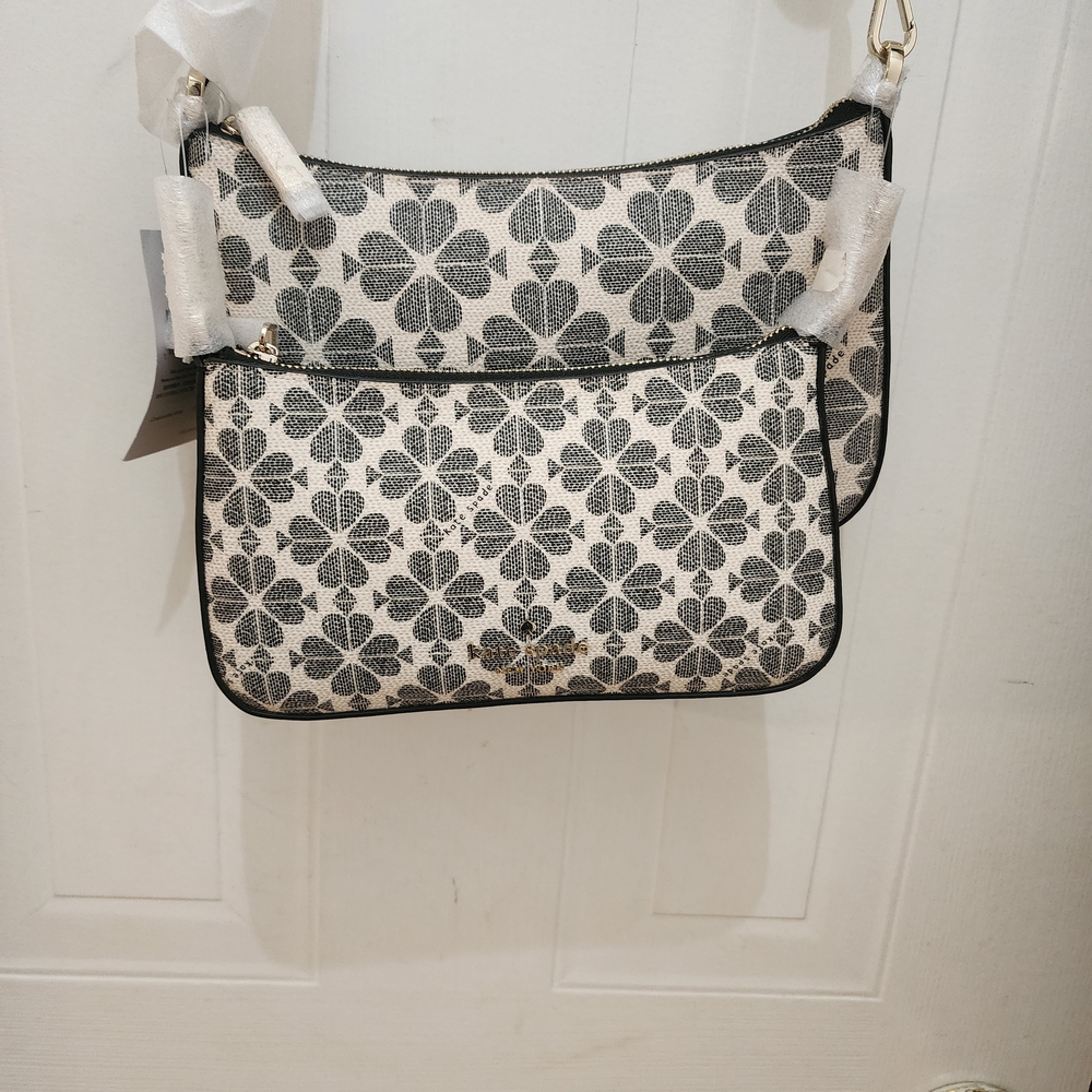 Kate Spade Black and White Floral Crossbody Duo Bag